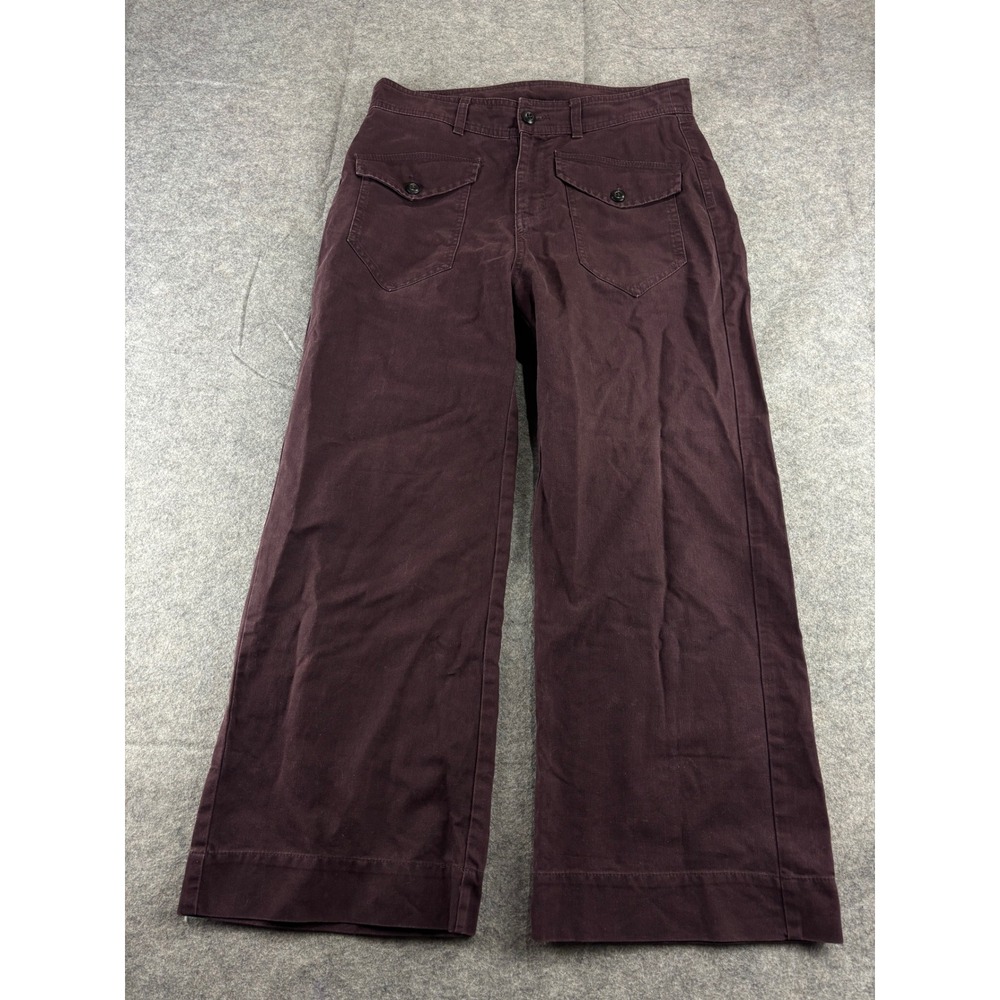 Sundance Plum High Rise Cropped Wide Leg Utility Pants Front Pockets Womens 8